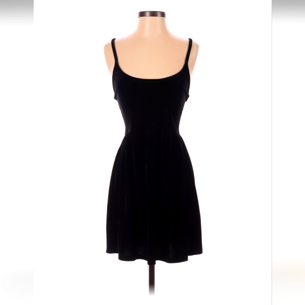 Silence + Noise Black Velvet Dress LBD Size Small